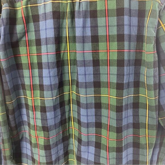 L.L. Bean Blue/Green Plaid Traditional Fit Cotton Flannel Shirt, Outdoors, XL - Picture 4 of 4